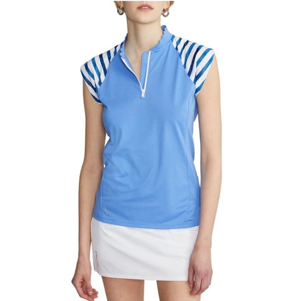 NWT RLX Ralph Lauren Women's Cap Sleeve Quarter Zip Pique Golf Shirt